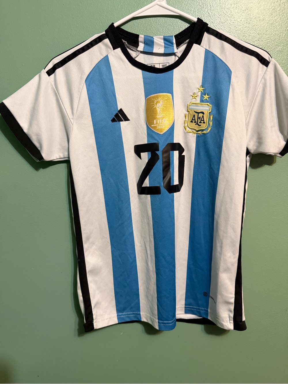 adidas Argentina Youth Soccer Jersey in Blue, White & Black McCallister